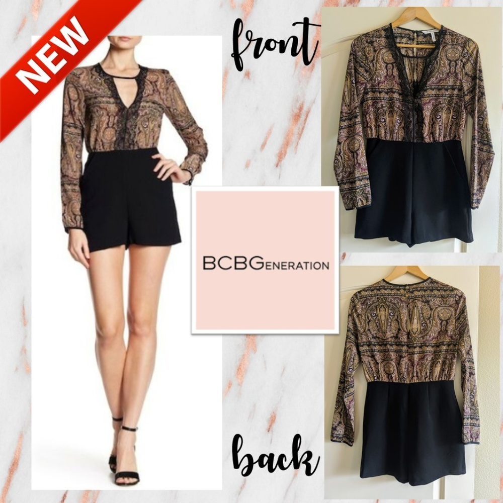 NEW BCBGeneration Lace Trim Paisley Romper